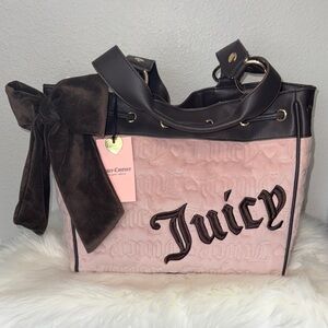 Juicy Couture day dreamer tote with pink & brown